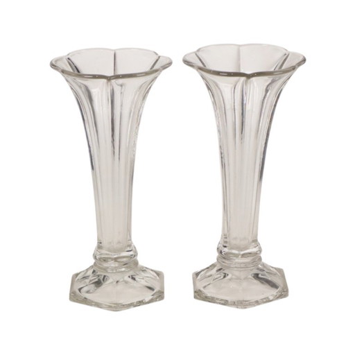 Pair of Clear Vases Val Saint Lambert Luxval Americain 23cm – vazen, Glass (photo 2 of 13)