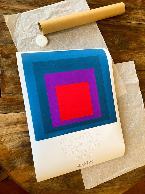 Image 1 of Affiche de l'artiste minimaliste Josef Albers pour la Galerie Melki Paris 1973 - 50 x 70 cm
