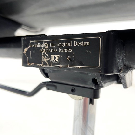 Image 1 of Zwarte leren Eames EA119 bureaustoel van Charles & Ray Eames voor ICF, jaren 70.