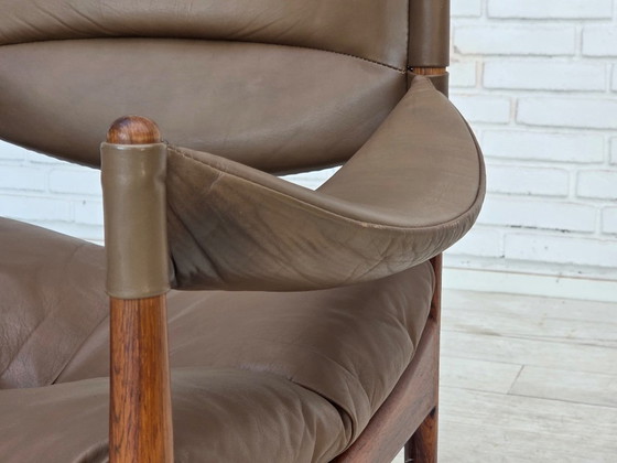 Anni '70, design danese di Kristian Vedel, Poltrona a schienale alto modello "Modus". – Poltrone, Leather (photo 9 of 21)