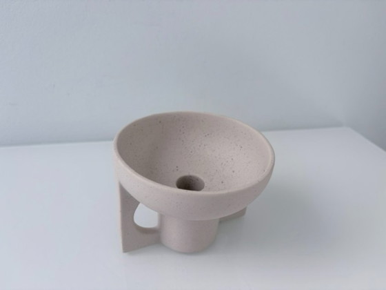 Portacandele di design in ceramica color sabbia moderno minimalista, Beige (foto 8 di 11)