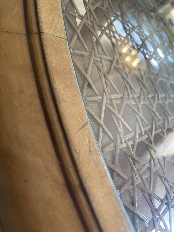 Image 1 of Beautiful Chippendale table with Viennese caning and glass top, round