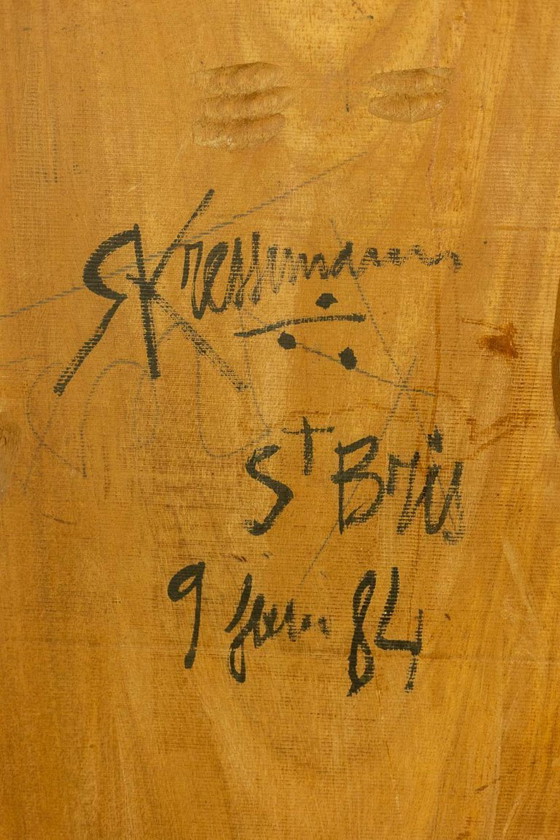 Image 1 of Roger Kressmann. Pannello in noce intagliato con sgorbia. Anni '80.