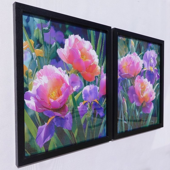 Image 1 of Peonies B104 - diptych - framed canvases