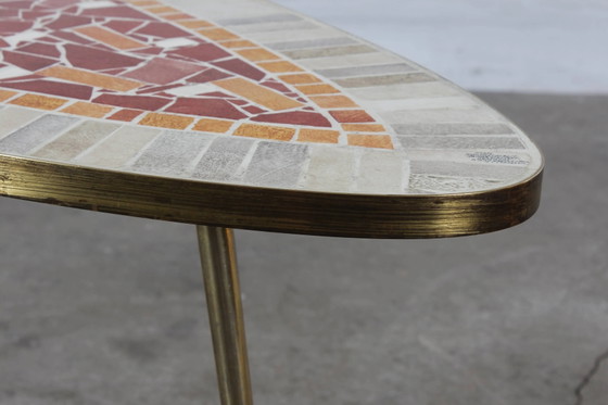 Tavolino da caffè mosaico d'artista K. Theessen vintage – Tavolini da caffè, Wood, Brass, Mid Century Modern (photo 5 of 14)