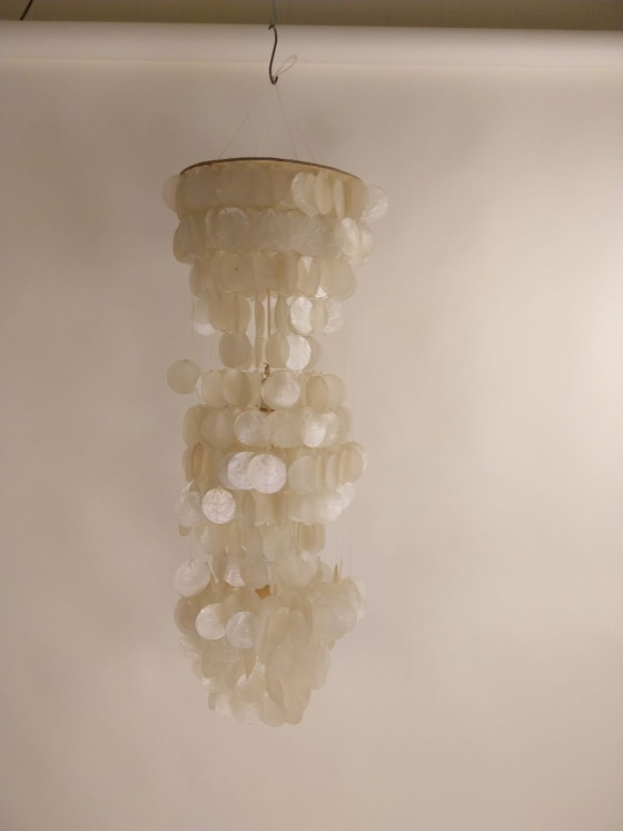 1 x Capiz Pendant Lamp 1970s 105cm high 35cm diameter – Wood, Other (photo 5 of 8)