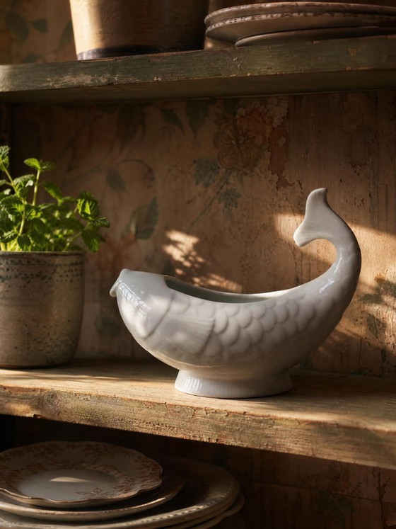 Image 1 of White porcelain fish-shaped gravy boat, Ocean France, 1970s-1980s