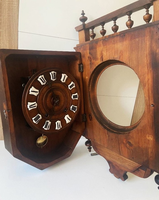 Image 1 of Large Antique French Wall Clock, 1880, Mechanical, Carved Wood