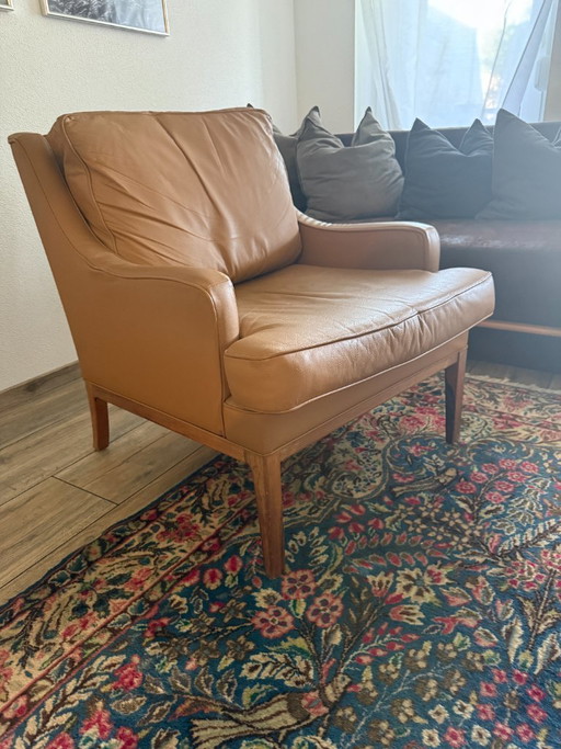 2x originele Børge Mogensen fauteuil model 2207 Fredericia | leer