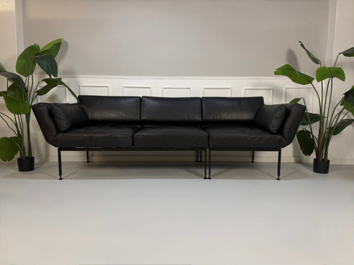 Brühl Roro Soft Sofa Leder Garnitur Schlafsofa Zwart 3-zits