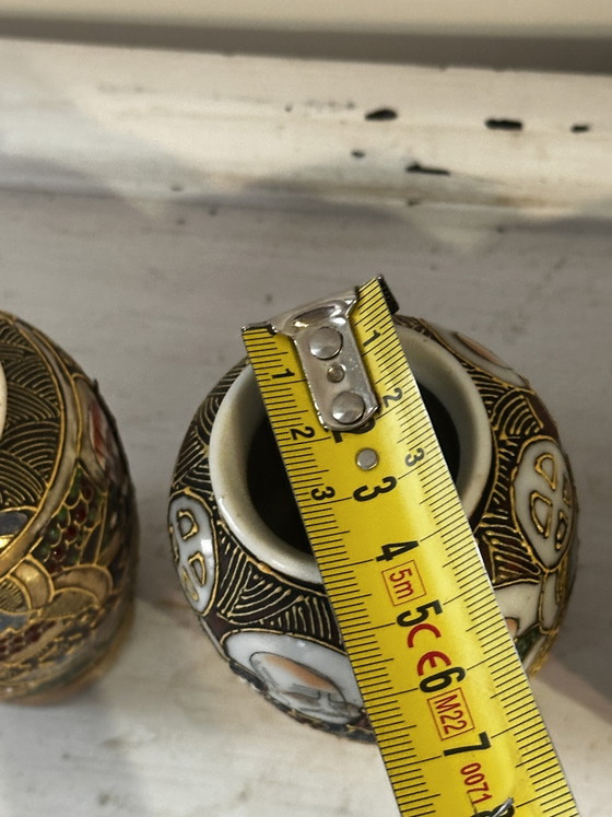 Image 1 of 4 Japanese Satsuma Vases 20th Century H 10 cm