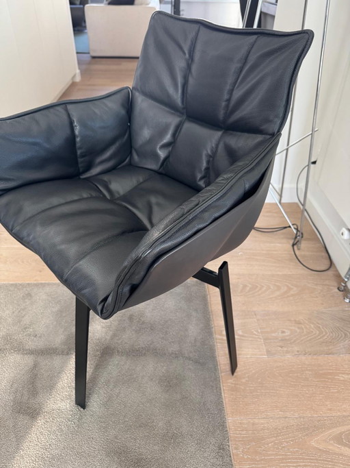 Chaises de salle à manger Husk B&B Italia en cuir noir