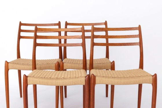 Image 1 of 4 de 8 Sillas de comedor Niels Otto Møller Modelo 78 | Teca danesa, estilo moderno de mediados de siglo | 1968