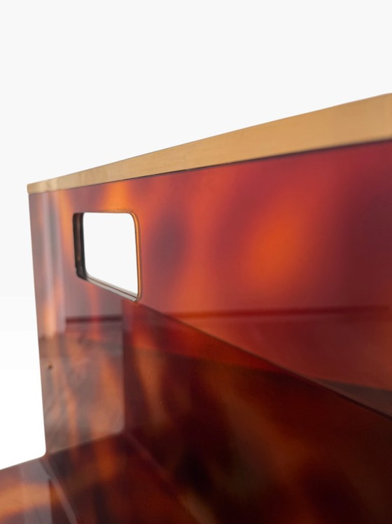 Portariviste e portaombrelli in Plexiglas tartarugato e ottone 1970 – Michel Dumas (photo 11 of 12)