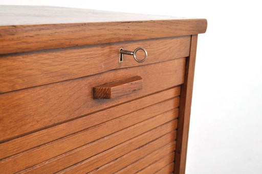 Vintage eiken roldeurkast / archiefkast