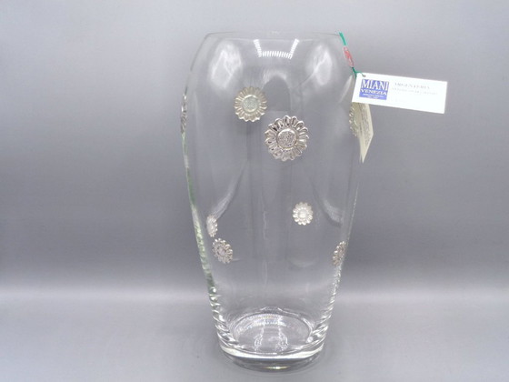 Image 1 of 30cm-high glass vase with 925 silver sunflowers