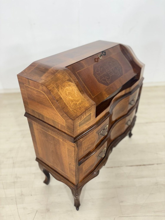 Image 1 of Baroque style writing desk / secretary desk with inlays circa 1800 / secretary table / writing desk
