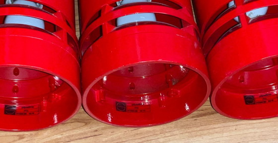 Image 1 of 3 lampade a sospensione rosse - "Pipeline P10" Design: Ole Pless Jorgensen