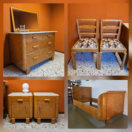 Art Deco Slaapkamer set Birdseye Esdoorn en Marmer