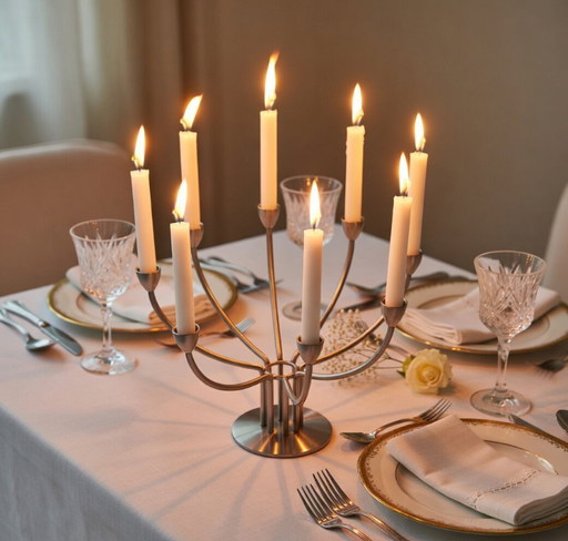 Bougeoir vintage IKEA Stockholm à 8 bras – 1999 (avec 8 bougies)