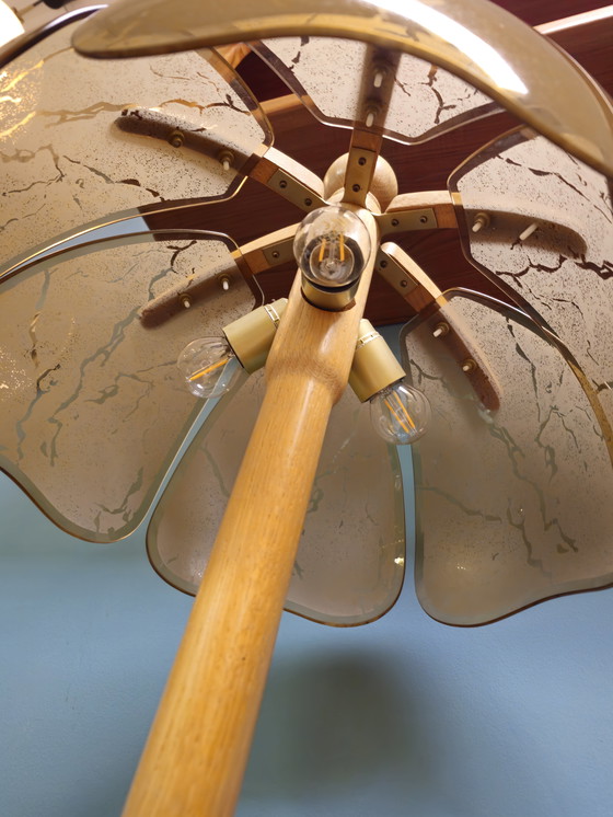 Image 1 of Vintage Table Lamp Desk Lamp Wood Glass Brass