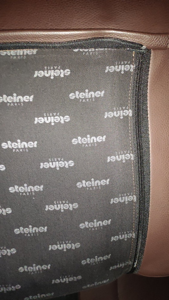 Image 1 of Set da soggiorno (divano + poltrone) in pelle di design – Steiner Paris – base in alluminio – anni '70/'80