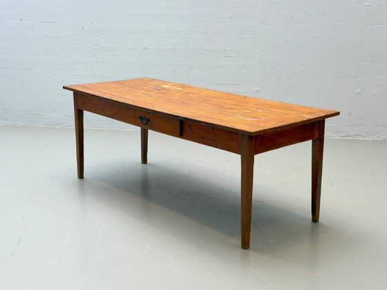 Image 1 of Farmhouse wooden table made of solid softwood, 1960s