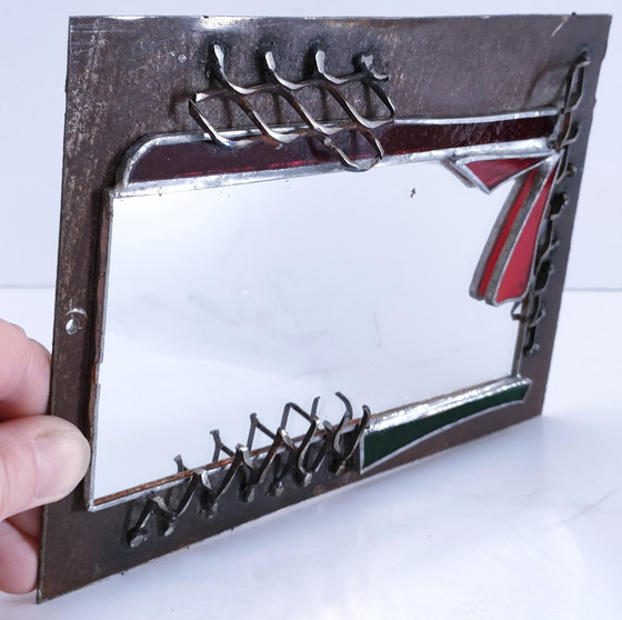 Image 1 of Brutalistische spiegelset glas en metaal