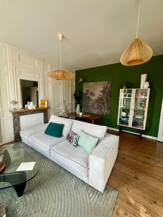 Bolia Noora Bank – 2-3 zits + poef – Ecru stof – Zeer goede staat – 3-5 zitsbanken, Velvet (photo 10 of 12)
