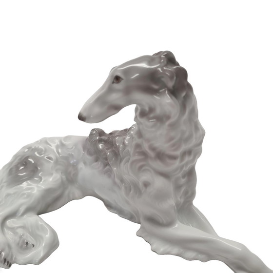 Image 1 of Art Deco porcelain Barzoi statue Schlaggenwald