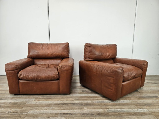 Osaka Brown Leather Armchairs by Moroso, 1980 – fauteuils