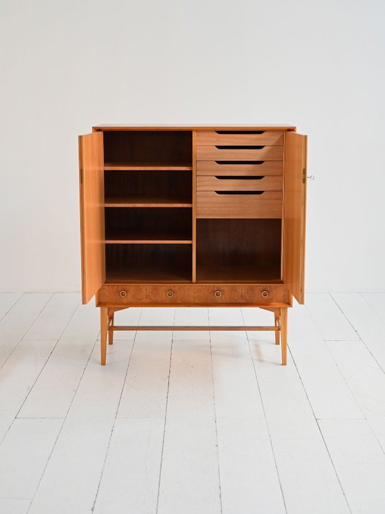 Image 1 of Elm and root veneer cabinet by AB Seffle Möbelfabrik, 1950s