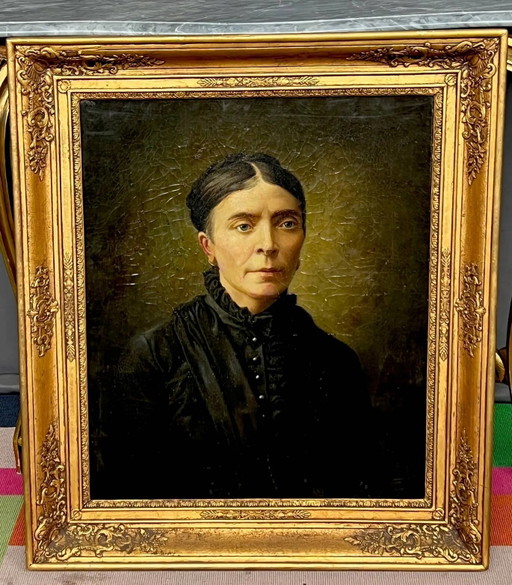 "Portret van een dame" van Claude Honoré Hugrel ( ) – schilderijen tekeningen, Canvas (photo 2 of 6)