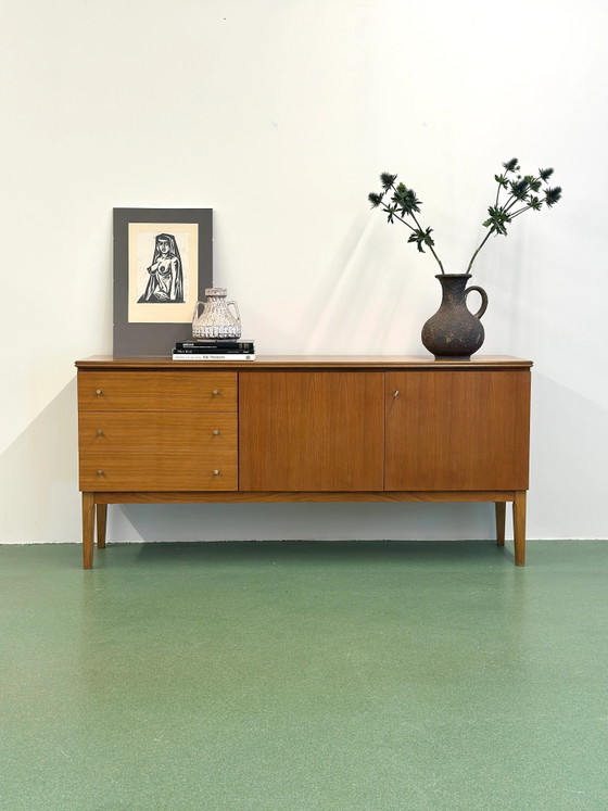 Credenza in teak Mid-Century, anni '60, Credenze, Legno, Metallo, Mid Century Modern (foto 3 di 8)