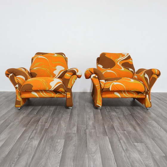 Image 1 of Guarnacci Padovano Vagnoni Paar 1-zits fauteuils Mod. Ionica-ontwerp jaren 70