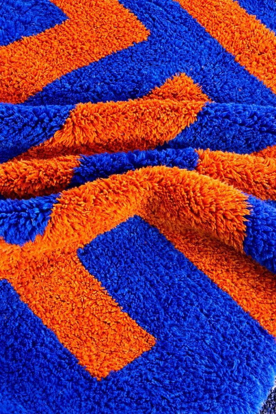 Image 1 of Blue and Orange Moroccan rug, Authentic Moroccan rug, Berber carpet, Genuine Wool rug, Handmade rug, Beni ourain style 300X200cm