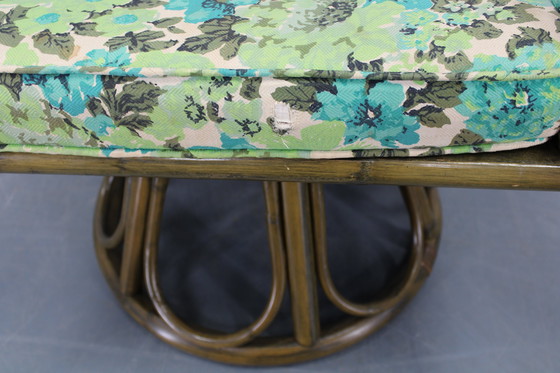 Image 1 of 1980er Set aus vier Rattansesseln mit Stoffpolstern