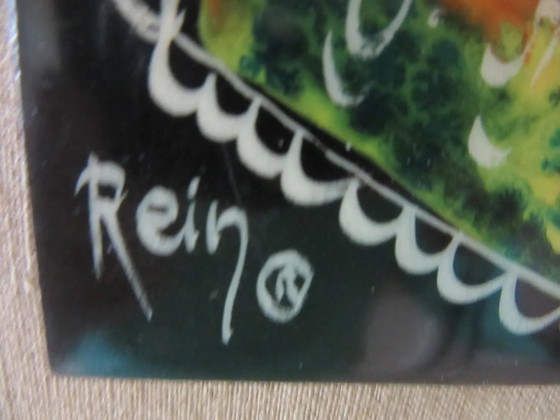 Keramische wandplaat, Moeder en Kind, Mid-Century Modern, gesigneerd door kunstenaar Rein – Wanddecoratie (photo 6 of 7)