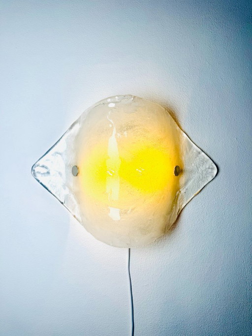 Model 4636/2 Ice Glass Wall Lamp by Carlo Nason for Franken KG, Germany, 1970s – wandlampen, Murano Glass