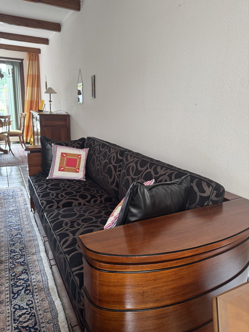 Banc Art Déco Jan Frantzen, 223x90, acajou avec tiroirs