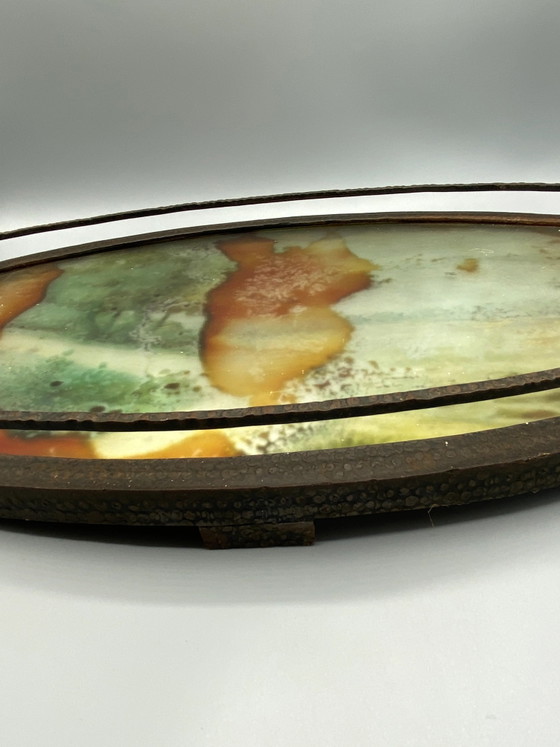 Grande vassoio Art Déco in ferro martellato firmato Germonde, circa 1930 – Oggetti decorativi, Wood, Glass (photo 6 of 10)