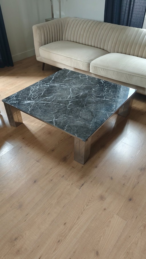 Black marble and chrome coffee table