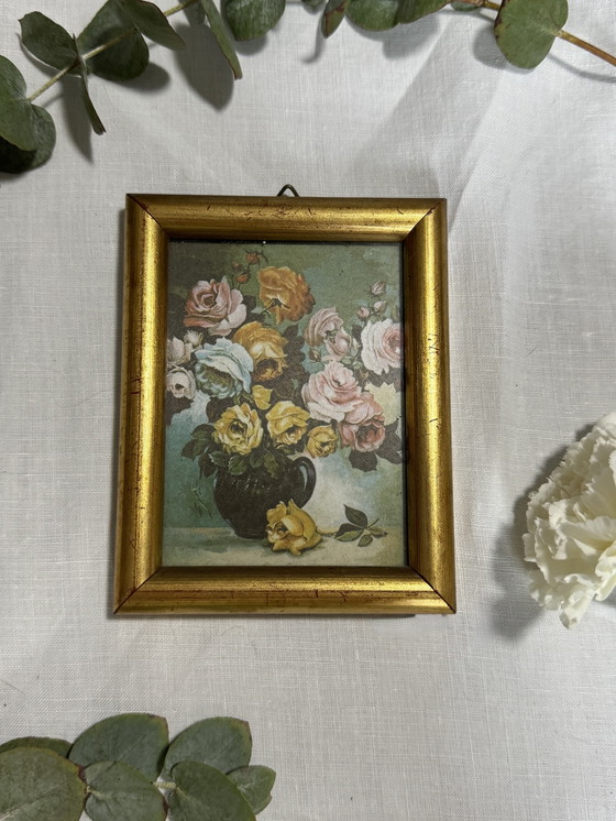 Image 1 of Vintage flower gold frame