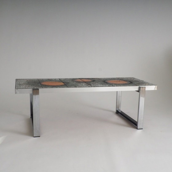 Image 1 of Mid-Century Modern Sunburst Tile Coffee Table