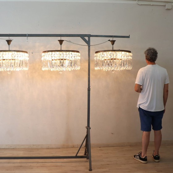 Image 1 of Spectacular Chandeliers with Large Crystal Drops, Italy Early 20th Century