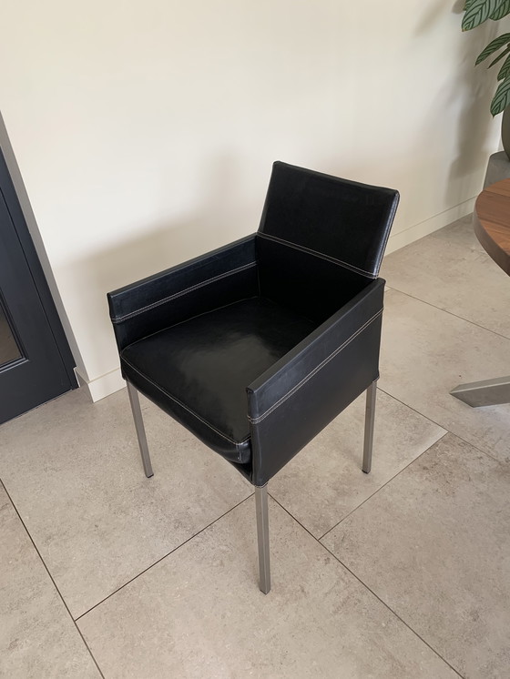 Image 1 of 6 sillas de comedor KFF Texas de cuero negro