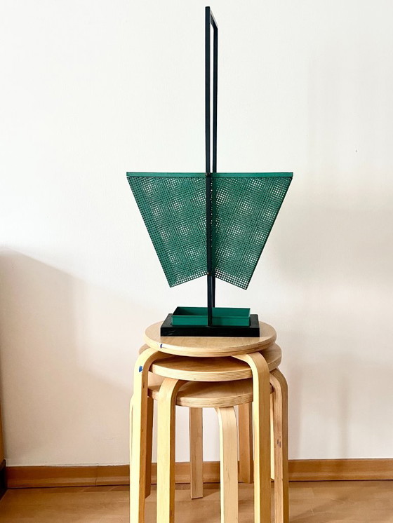 Image 1 of Portaombrelli vintage in metallo verde e nero, stile rockabilly, anni '50