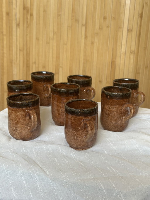 Juego de 8 tazas de café de cerámica vintage de Carry Heesen