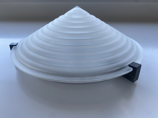 Vintage Massive Ceiling Light Opaline Glass Shade Conical 1990s