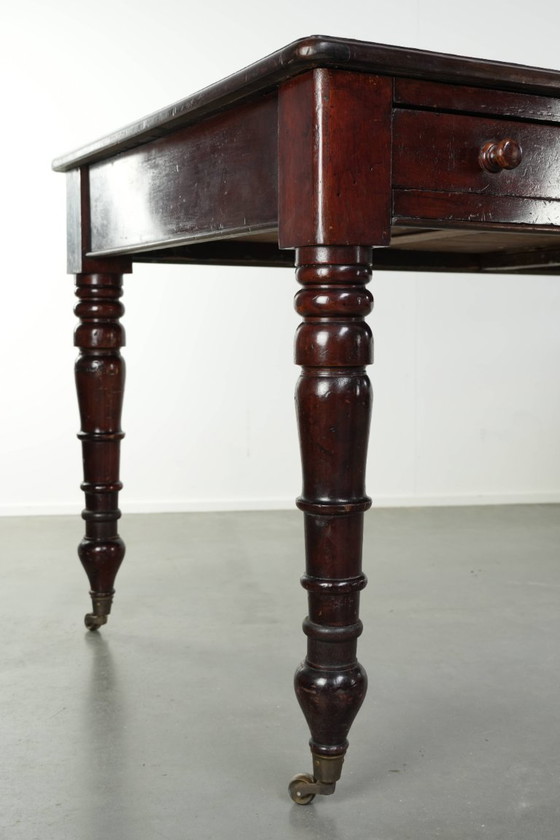 Bureau d'écriture anglais ancien de la fin du XIXe siècle, avec un bois aux tons chauds et un plateau en (photo 12 of 12)